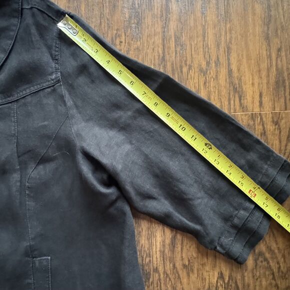 Caslon Black Linen Jacket 100% Linen 3/4 Sleeve Button Womens Plus Size 18W - Picture 9 of 13
